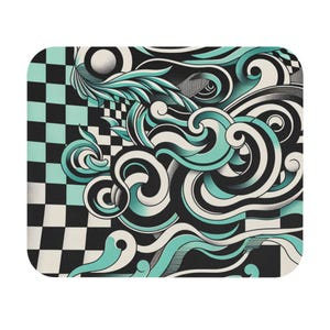Mouse Pad (Rectangle) Seafoam Green and Turquoise Swirls Design 8