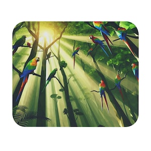 Mouse Pad (Rectangle) Parrots in a Lush Tropical Environment Design 5