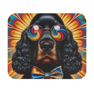 Mouse Pad (Rectangle) Cocker Spaniel in Sunglasses Psychedelic Design 6, Gift