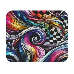 Mouse Pad (Rectangle) Jewel Tone Swirls on Checkered Background Design 8