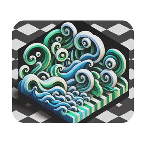 Mouse Pad (Rectangle) Seafoam Green and Turquoise Swirls Design 2