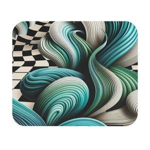 Mouse Pad (Rectangle) Seafoam Green and Turquoise Swirls Design 5