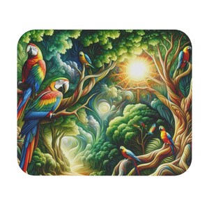 Mouse Pad (Rectangle) Parrots in a Lush Tropical Environment Design 1, Gift