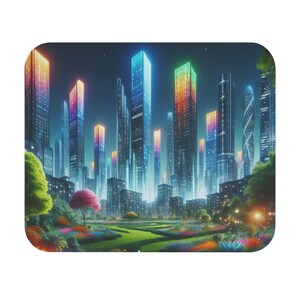 Mouse Pad (Rectangle) Futuristic City Skyscrapers Design 5