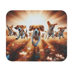 Mouse Pad (Rectangle) Beagles in Field of Flowers Design 4