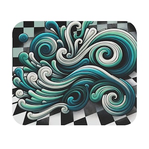 Mouse Pad (Rectangle) Seafoam Green and Turquoise Swirls Design 4