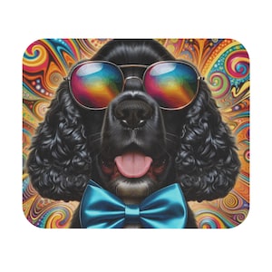 Mouse Pad (Rectangle) Cocker Spaniel in Sunglasses Psychedelic Design 3, Gift