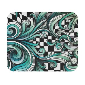 Mouse Pad (Rectangle) Seafoam Green and Turquoise Swirls Design 9