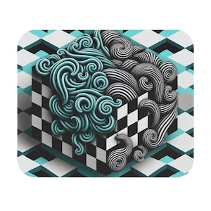 Mouse Pad (Rectangle) Seafoam Green and Turquoise Swirls Design 3