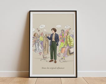 Mother's Day Poster Print, Stylish Mom Wall Decor, Fashion Sketch Art, Gift for Mama, Neutral Home Printable