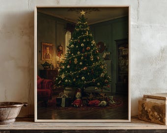 Gothic Christmas Tree Print, Creepy Victorian Holiday Decor (Digital Download)