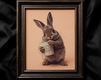 Cute Bunny Poster, Easter Printable Wall Art, Bunny Energy Only Quote, Nursery Decor, Spring Animal Print, Kids Room Art