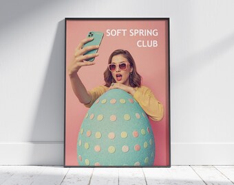 Easter Printable, Pink Egg Poster, Fashion Wall Art, Spring Decor, Selfie Print, Coquette Room Decor