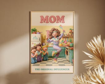 Mothers Day Poster for Mom, Retro Kitchen Print, Cute Mom Quote Art, Printable Wall Decor, Gift from Kids
