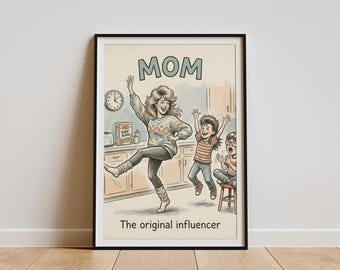 Mother's Day Wall Poster, Retro Mom Art, Funny Kitchen Print, 80s Inspired Decor, Gift for Mum, Printable JPG