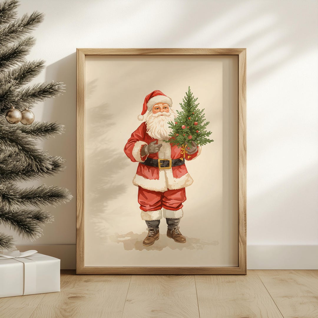 Vintage Santa Claus Print | Retro Christmas Illustration (digital ...