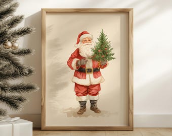 Vintage Santa Claus Print | Retro Christmas Illustration (Digital Download)