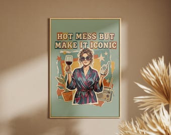 Funny Mother's Day Print, Mom Quote Poster, Retro Mom Wall Art, Downloadable Gift for Her, Colorful Kitchen Decor