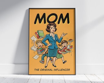 Mother's Day Printable Poster, Funny Mom Wall Decor, Retro Kitchen Print, Vintage Comic Style Art, Gift for Mother