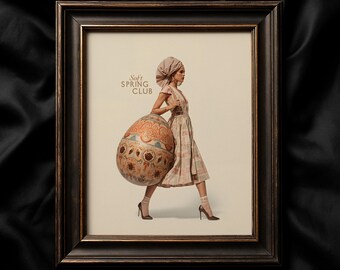 Easter printable, Easter egg poster, coquette wall art, spring fashion print, pastel surreal decor, instant download