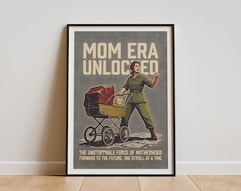 First Mother’s Day Printable, New Mom Wall Art, Vintage Mom Poster, Nursery Decor, Retro Stroller Print