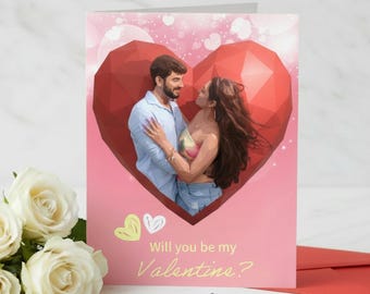 Valentines Day Card for Boyfriend Will You Be My Valentine Card Printable Valentines Day Digital Custom Photo Card for Husband Couples