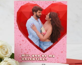 Last Minute Valentines Day Gift Printable Will You Be My Valentine Custom Photo Card Personalized Digital Card for Wife
