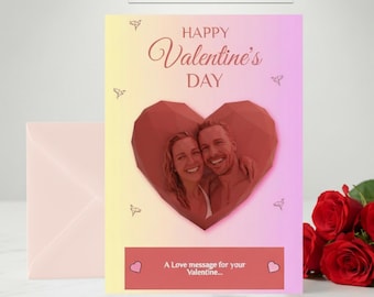 Customizable Digital Valentines Day Card for Couples, Happy Valentines Day Card, Printable Heart Valentines Gift for Him Husband Wife