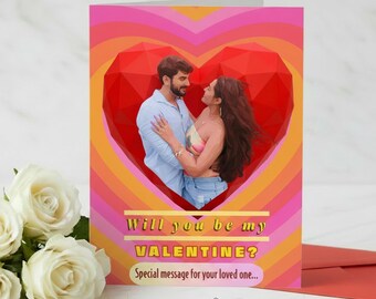 Valentines Day Gift for Her | Custom Photo Printable Foldable Valentines Day Card | Digital Download pdf jpg | Valentines Day Gift for Him
