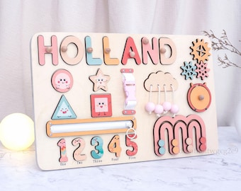 Personalised wooden toys for babies, name puzzles, Montessori toys, bespoke birthday gifts for infants