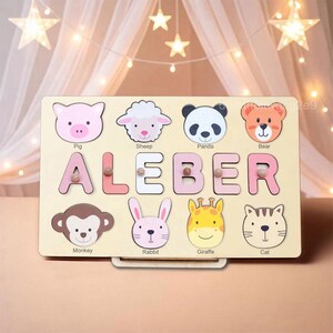 Customizable Name Puzzle - Baby's Exclusive Toy,Perfect for babies aged 1-2-3 to learn names and recognize animals.
