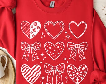 Valentine Coquette Heart PNG - Bow & XOXO Valentine Shirt Design