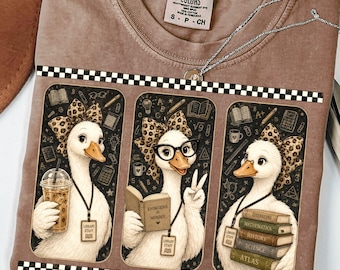 Leraar Gans PNG Retro Fotohokje Ontwerp, Terug naar School Gans PNG, Grappige Leraar Gans, Schoolshirt PNG, Sublimatie Ontwerp voor Schoolpersoneel