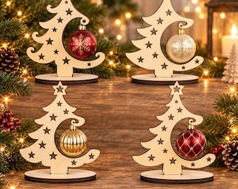 Christmas Tree Ornament Holder SVG, Laser Cut Christmas Tree Stand, 3D Ornament Display, CNC DXF File, Digital Download
