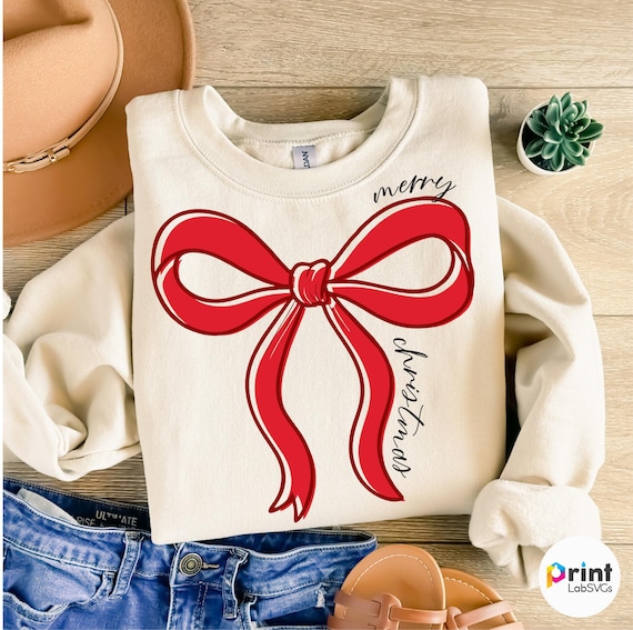 Christmas Coquette Bow SVG: Holiday Shirt Design (Digital Download)