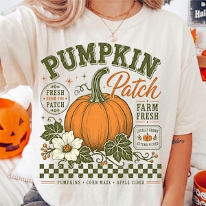 Immagine PNG di un campo di zucche retrò, sublimazione di zucche fresche di fattoria, grafica autunnale vintage effetto invecchiato, immagine PNG di una maglietta autunnale, immagine PNG di una zucca, download digitale