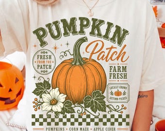 Retro Kürbis Patch PNG, Farm Frische Kürbis Sublimation, Vintage Distressed Herbst Grafik, Herbst Shirt Png, Kürbis Png, digitaler Download