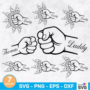 Vatertag Fist Bump SVG, Papa und Kinder Clipart, Familien Design (digitaler Download)