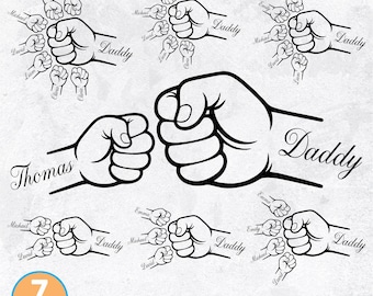 Father's Day Fist Bump SVG, Dad and Kids Clipart, Family Design (Digital Download)