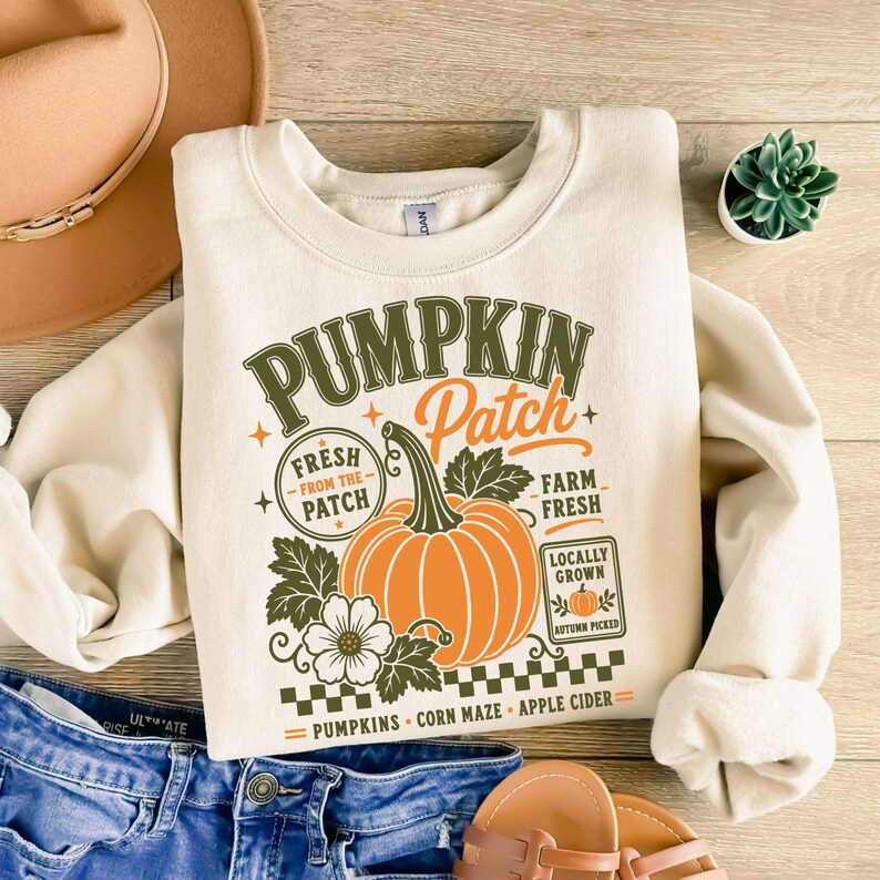 Retro Kürbis Patch SVG PNG, Bauernhof frischer Kürbis Shirt Design, Vintage Distressed Herbst Sublimation, Herbst Cricut Cut Datei, digitaler Download Bild 7