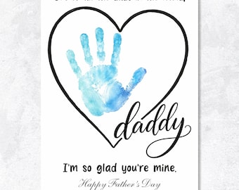 Father's Day Handprint Craft Printable, Dad Keepsake Art, Heart Template (Instant Download)