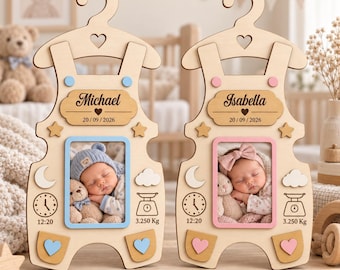 Wooden Birth Signs Laser Cut, Personalized Baby Birth Stats Keepsake, Newborn Memory Photo Frame, Birth Announcement SVG DXF EPS