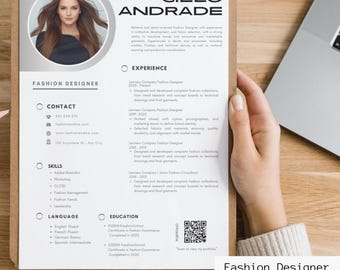 Artistic Fashion Resume Modern & Stylish CV with Portfolio Editable Canva Template for Fashion Designers and Creative Jobs