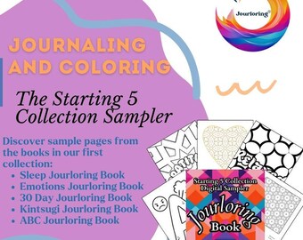 Digitale sampler Jourloring Starting 5 Collection: begeleid dagboek en kleurboek (pdf)