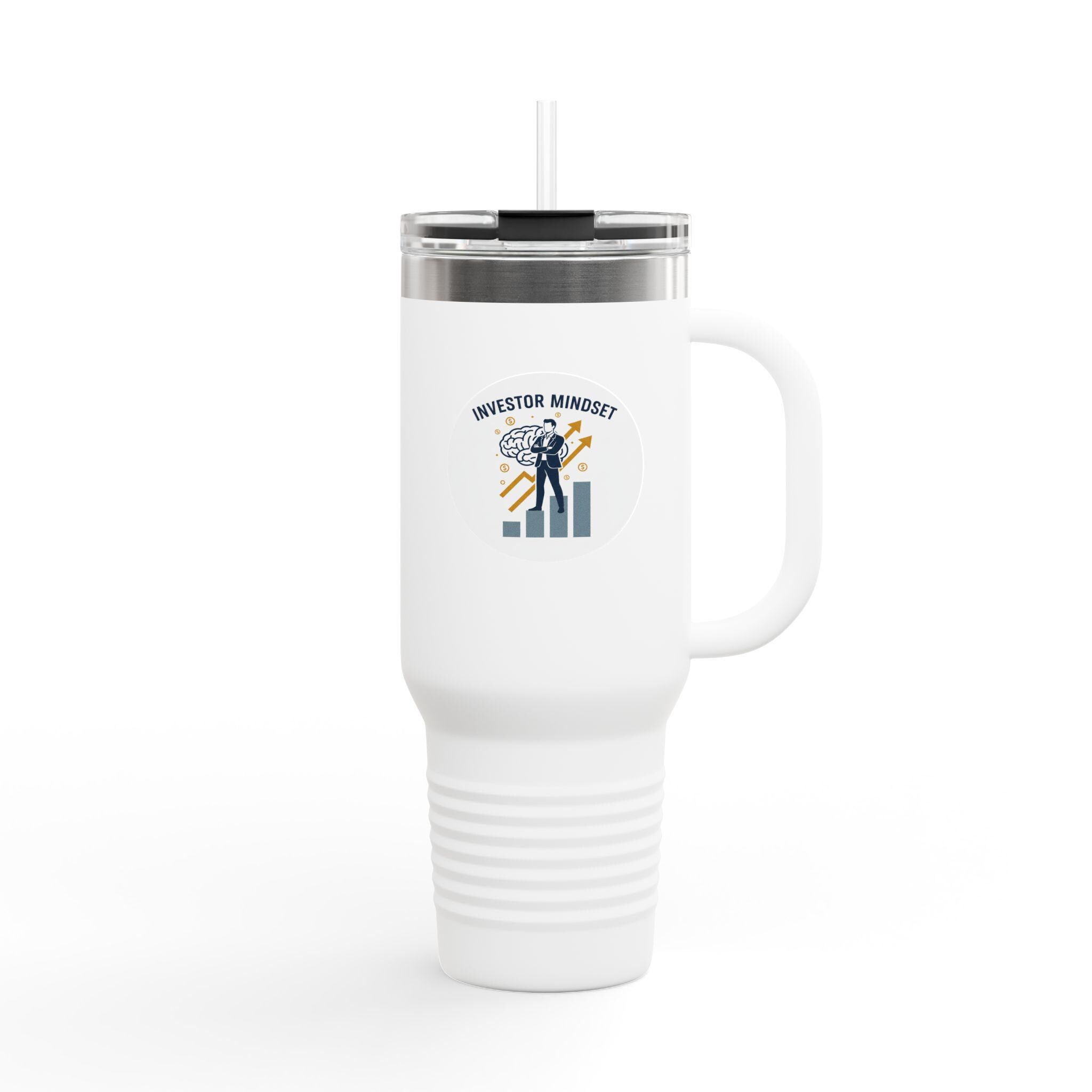 Vaso de 113 ml con mentalidad de inversor | Taza de viaje grande de acero inoxidable | Taza motivadora para invertir | Artículos para generar riqueza