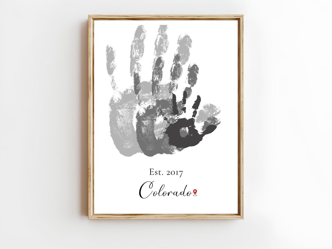 Personalized Family Handprint Print – Minimalist Name & Year Wall Art ...