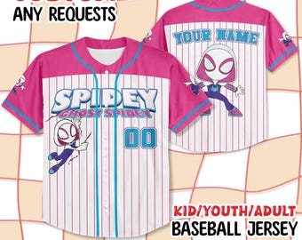 Custom Spidey and Friends Baseball Jersey, Gwen Ghost Spider, Birthday Gift