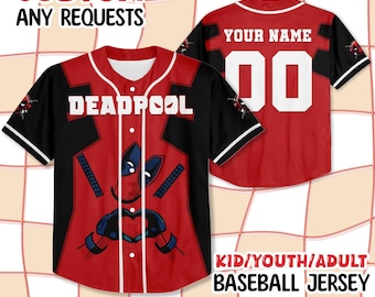 Custom Deadpool Collection Baseball Jersey, Deadpool Superhero Matching Jersey, Birthday Gift Family, Kids Youth Adult Baseball Jersey
