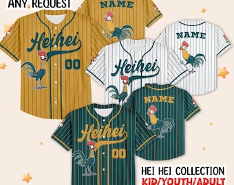Custom Disney Heihei Moana Simple, Custom Name Disney Game Day Kid Adult Jersey, Disney Princess Matching Outfit Gift For Baseball Fan