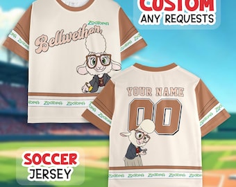 Custom Zootopia Football Jersey for Kids, Judy Hopps Nick Wilde Shirt, Zootopia Birthday Gift for Kids, Disney Cartoon Kids Jersey, Y2K Tees